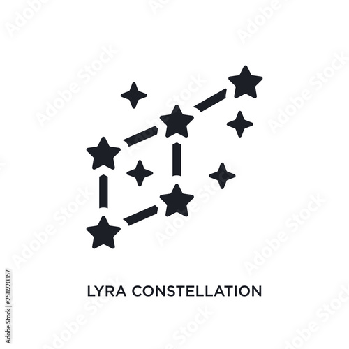 black lyra constellation isolated vector icon. simple element illustration from astronomy concept vector icons. lyra constellation editable black logo symbol design on white background. can be use