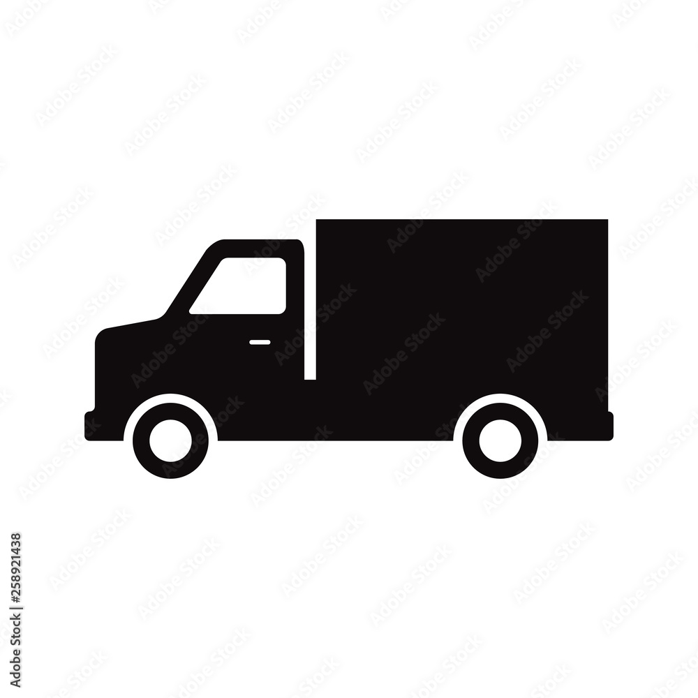 Delivery car Service. Fast and express delivery car sign for website vector eps10. Black icon delivery truck illustration. Delivery car Service. Fast and express delivery car sign for website vector eps10. Black icon delivery truck illustration.