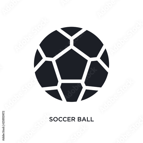 black soccer ball isolated vector icon. simple element illustration from football concept vector icons. soccer ball editable black logo symbol design on white background. can be use for web and