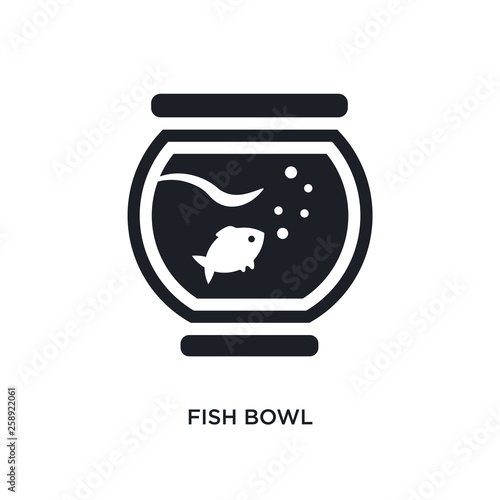 black fish bowl isolated vector icon. simple element illustration from furniture & household concept vector icons. fish bowl editable black logo symbol design on white background. can be use for web