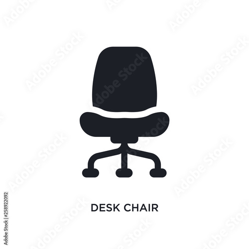 black desk chair isolated vector icon. simple element illustration from furniture & household concept vector icons. desk chair editable black logo symbol design on white background. can be use for
