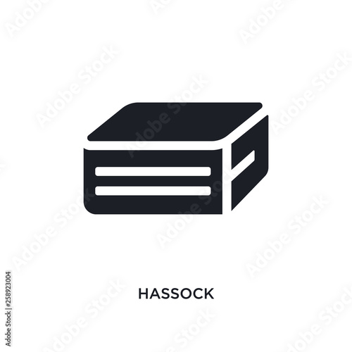 black hassock isolated vector icon. simple element illustration from furniture and household concept vector icons. hassock editable black logo symbol design on white background. can be use for web