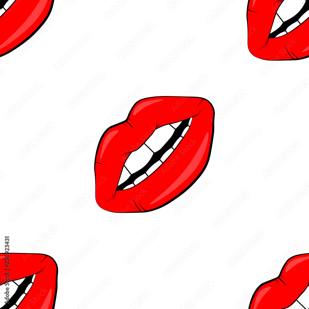 Cosmetics and makeup lips seamless pattern. beautiful lips of woman with red lipstick and gloss. Sexy vector lip backgrounds. cartoon style Cosmetics and makeup lips seamless pattern. beautiful lips of woman with red lipstick and gloss. Sexy vector lip backgrounds. cartoon style