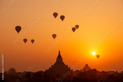 dawn over the temples of Bagan in Myanmar