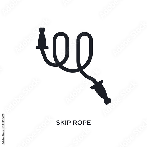 black skip rope isolated vector icon. simple element illustration from gym and fitness concept vector icons. skip rope editable logo symbol design on white background. can be use for web and mobile