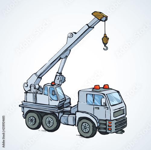 Machine with crane. Vector drawing