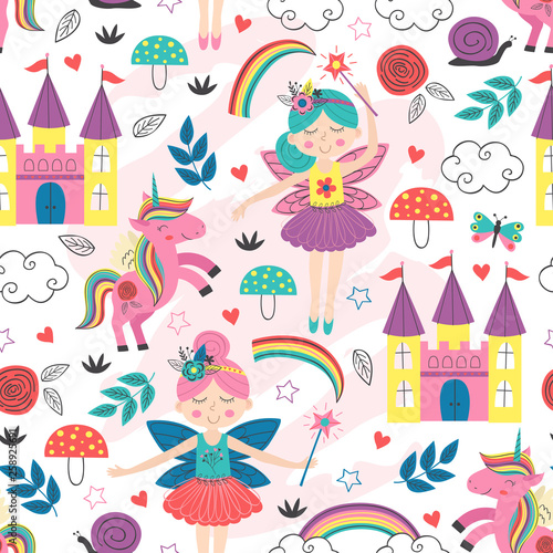 Dekoracja na wymiar  seamless-pattern-with-fairy-characters-vector-illustration-eps