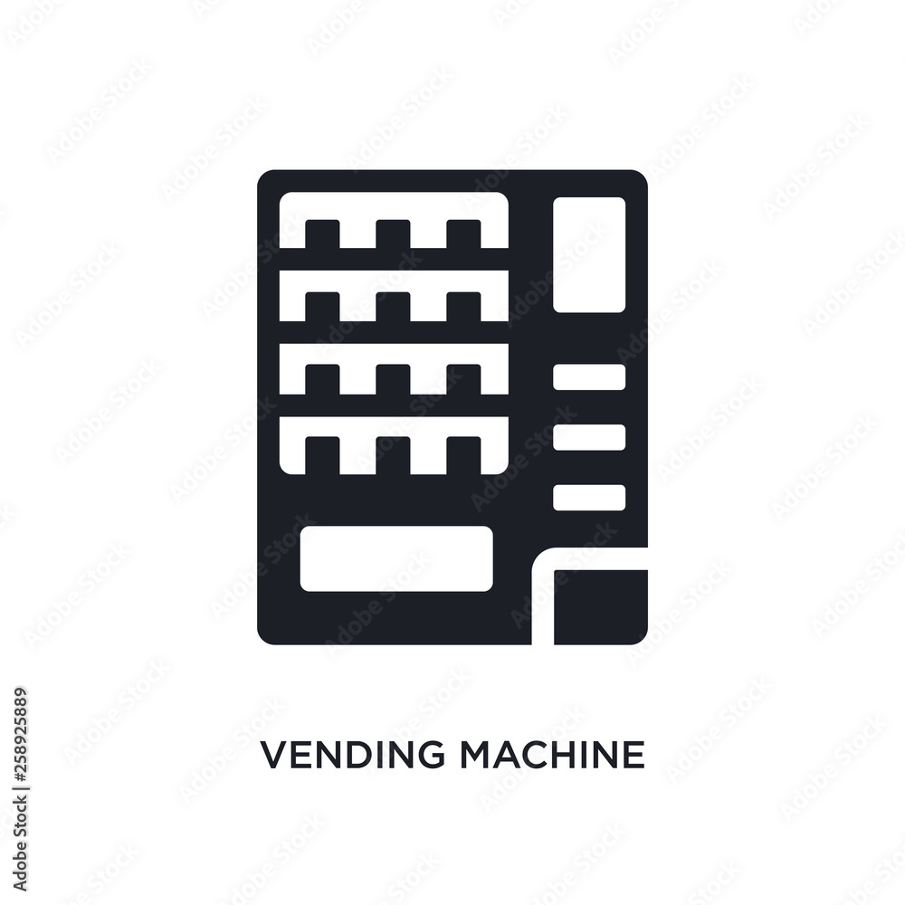 black vending machine isolated vector icon. simple element illustration from hotel and restaurant concept vector icons. vending machine editable logo symbol design on white background. can be use - obrazy, fototapety, plakaty 