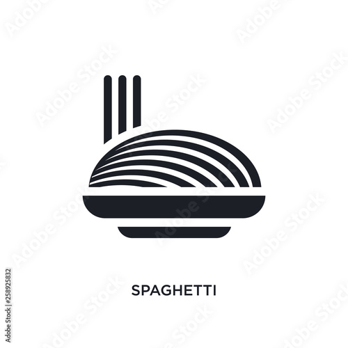 black spaghetti isolated vector icon. simple element illustration from hotel and restaurant concept vector icons. spaghetti editable logo symbol design on white background. can be use for web and