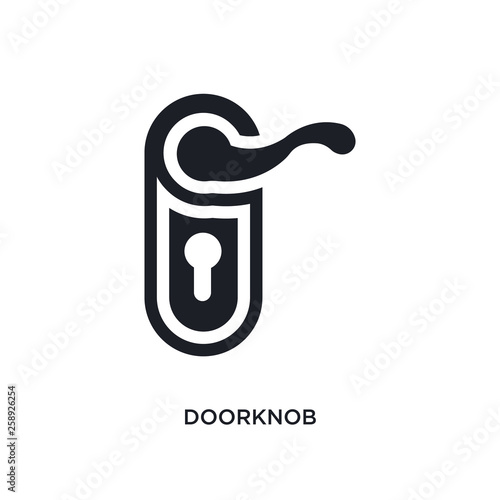 black doorknob isolated vector icon. simple element illustration from hotel concept vector icons. doorknob editable logo symbol design on white background. can be use for web and mobile