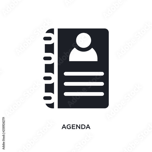 black agenda isolated vector icon. simple element illustration from hotel concept vector icons. agenda editable logo symbol design on white background. can be use for web and mobile