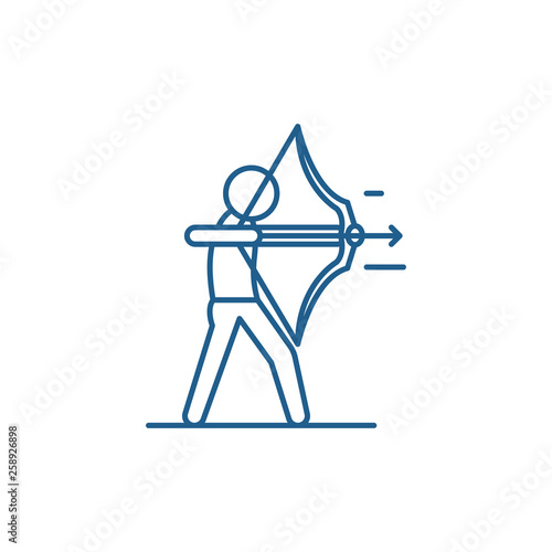 Purposefulness line concept icon. Purposefulness flat  vector website sign, outline symbol, illustration.