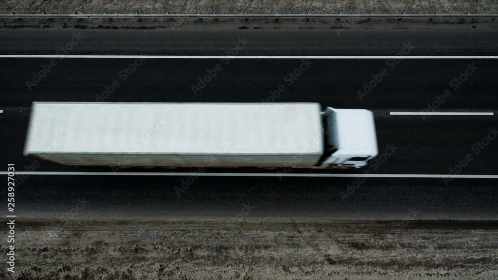 Car on the road. View from above Car on the road. View from above