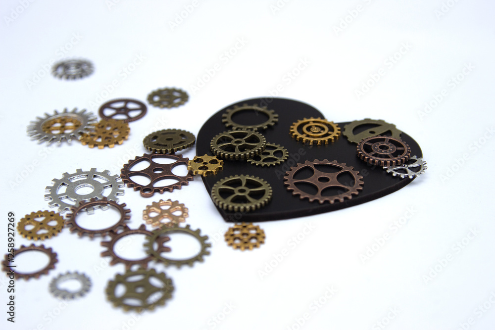 Mechanical heart, steampunk and concept of a mechanical organism and artificial organs. Mechanical heart, steampunk and concept of a mechanical organism and artificial organs.