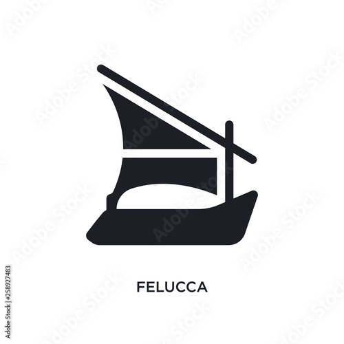 black felucca isolated vector icon. simple element illustration from nautical concept vector icons. felucca editable logo symbol design on white background. can be use for web and mobile