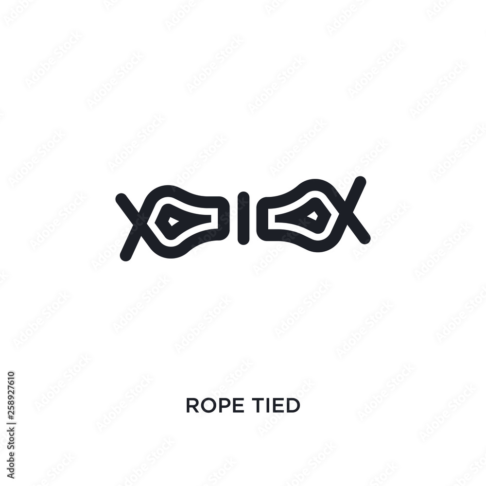 Fototapeta premium black rope tied isolated vector icon. simple element illustration from nautical concept vector icons. rope tied editable logo symbol design on white background. can be use for web and mobile