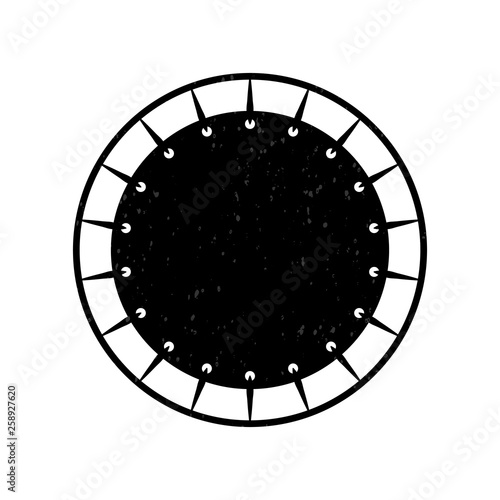 Top view jumping trampoline icon. Flat logo for trampoline park. Healthy active sport.
