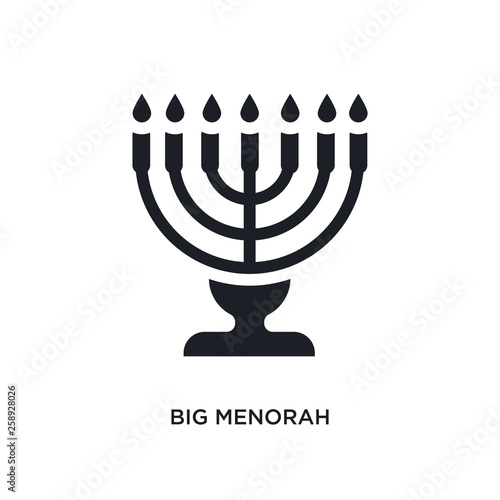 black big menorah isolated vector icon. simple element illustration from religion concept vector icons. big menorah editable logo symbol design on white background. can be use for web and mobile