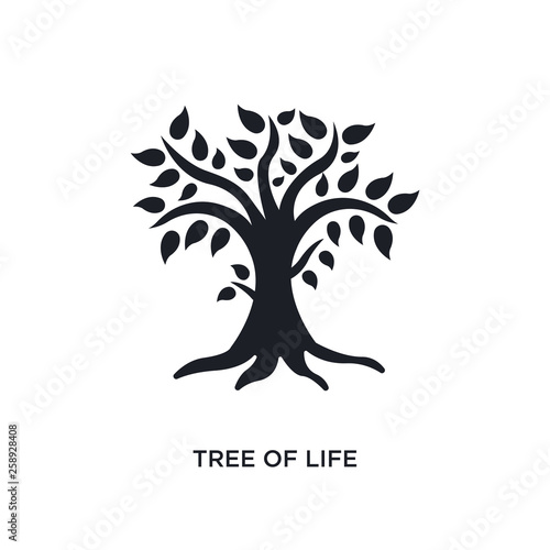 black tree of life isolated vector icon. simple element illustration from religion concept vector icons. tree of life editable logo symbol design on white background. can be use for web and mobile photo