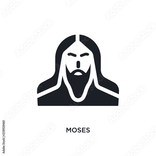black moses isolated vector icon. simple element illustration from religion concept vector icons. moses editable logo symbol design on white background. can be use for web and mobile