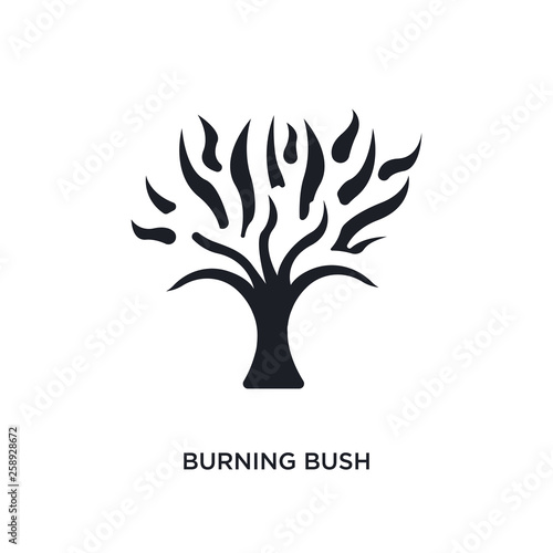 black burning bush isolated vector icon. simple element illustration from religion concept vector icons. burning bush editable logo symbol design on white background. can be use for web and mobile