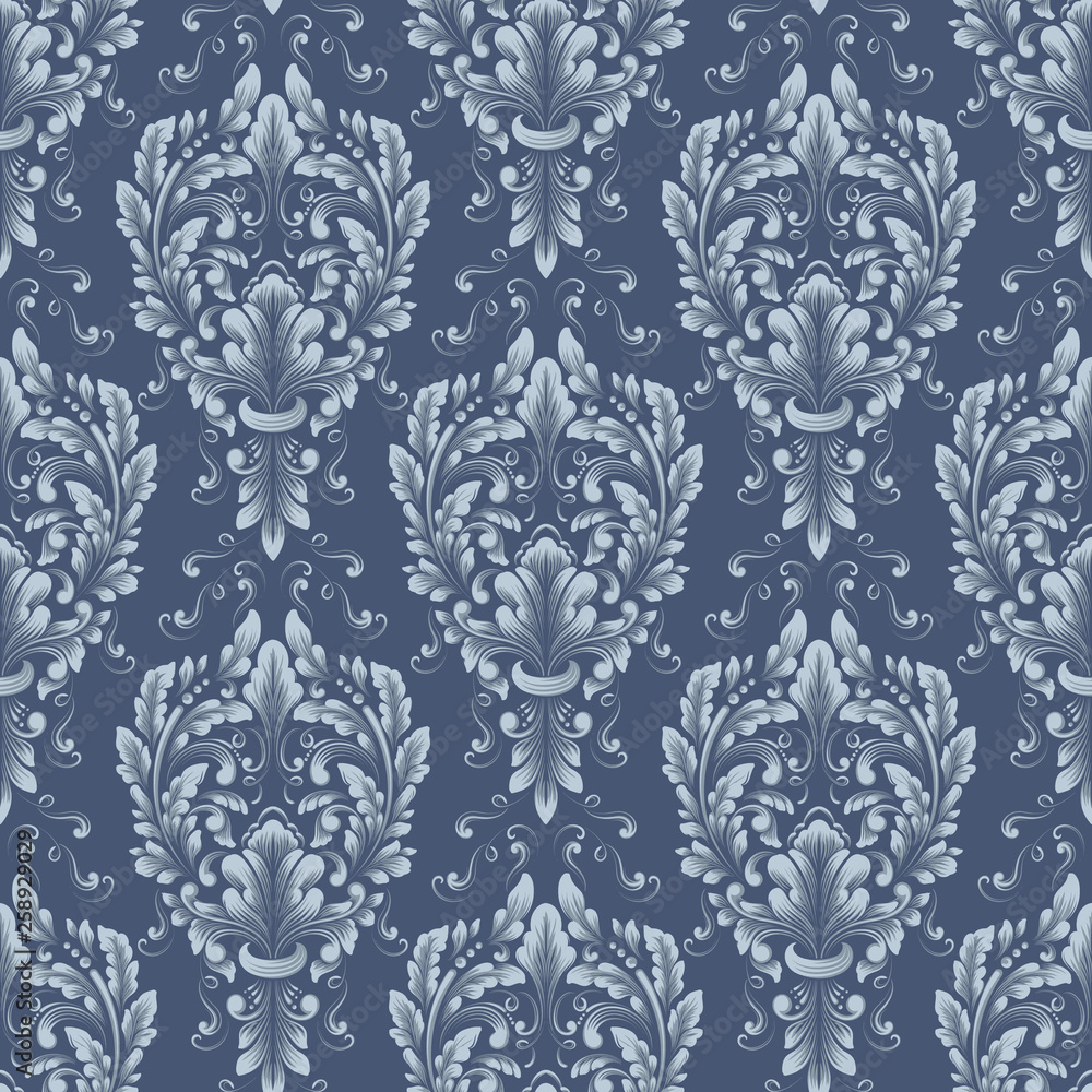 Vector damask seamless pattern background. Classical luxury old fashioned damask ornament, royal victorian seamless texture for wallpapers, textile, wrapping. Exquisite floral baroque template. Vector damask seamless pattern background. Classical luxury old fashioned damask ornament, royal victorian seamless texture for wallpapers, textile, wrapping. Exquisite floral baroque template.
