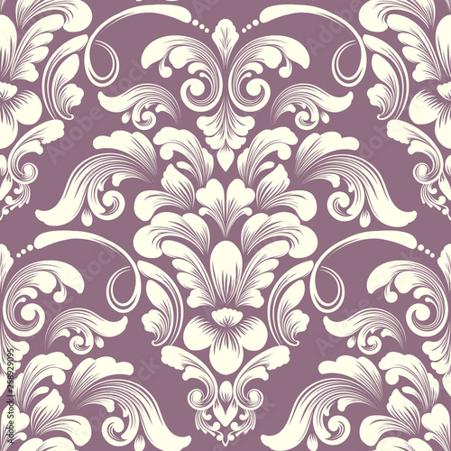 Vector damask seamless pattern element. Classical luxury old fashioned damask ornament, royal victorian seamless texture for wallpapers, textile, wrapping. Exquisite floral baroque template.