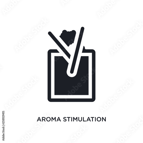 black aroma stimulation isolated vector icon. simple element illustration from sauna concept vector icons. aroma stimulation editable logo symbol design on white background. can be use for web and