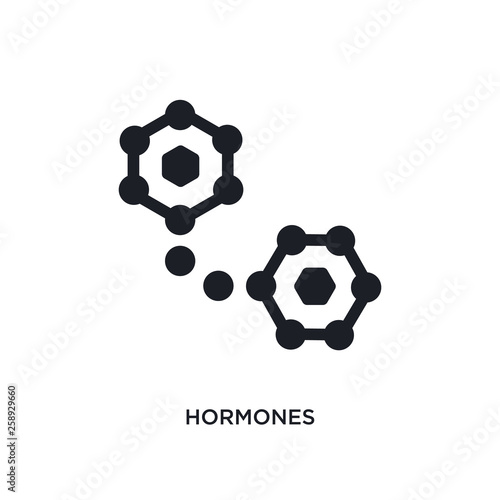 black hormones isolated vector icon. simple element illustration from sauna concept vector icons. hormones editable logo symbol design on white background. can be use for web and mobile