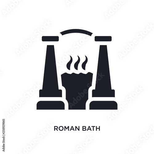 black roman bath isolated vector icon. simple element illustration from sauna concept vector icons. roman bath editable logo symbol design on white background. can be use for web and mobile