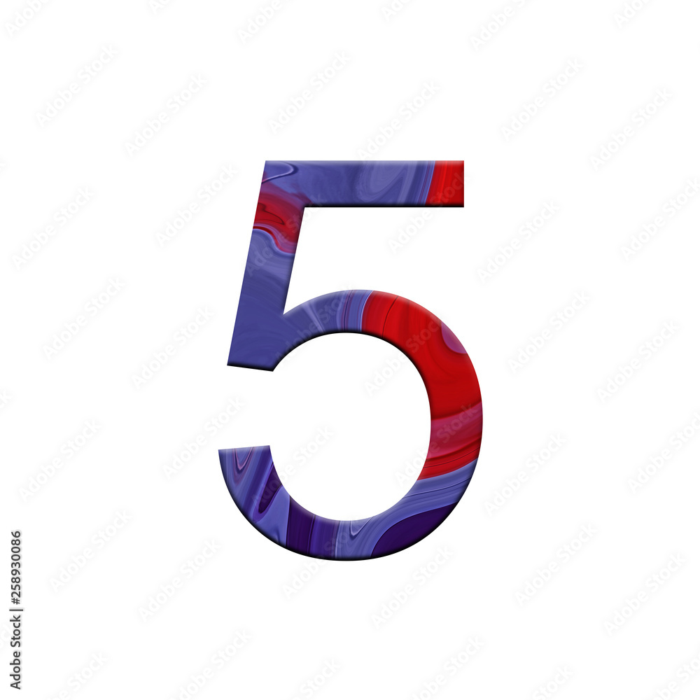 Number 5 illustration on isolated background. Watercolor liquid wave alphabet symbol. Design element. Number 5 illustration on isolated background. Watercolor liquid wave alphabet symbol. Design element.