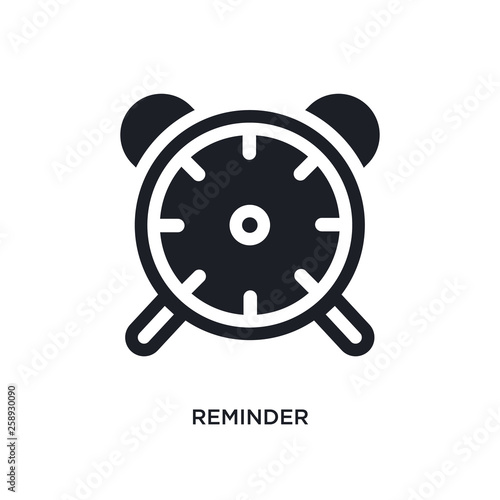 black reminder isolated vector icon. simple element illustration from time management concept vector icons. reminder editable logo symbol design on white background. can be use for web and mobile
