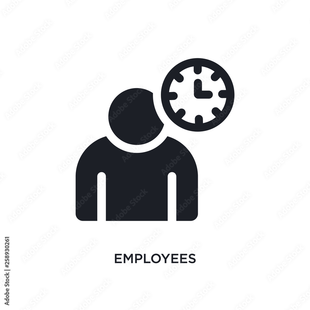 black employees isolated vector icon. simple element illustration from time management concept vector icons. employees editable logo symbol design on white background. can be use for web and mobile black employees isolated vector icon. simple element illustration from time management concept vector icons. employees editable logo symbol design on white background. can be use for web and mobile