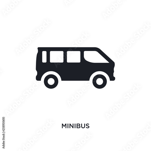 black minibus isolated vector icon. simple element illustration from transportation concept vector icons. minibus editable logo symbol design on white background. can be use for web and mobile