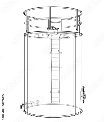 Oil tank outline. Vector rendering of 3d