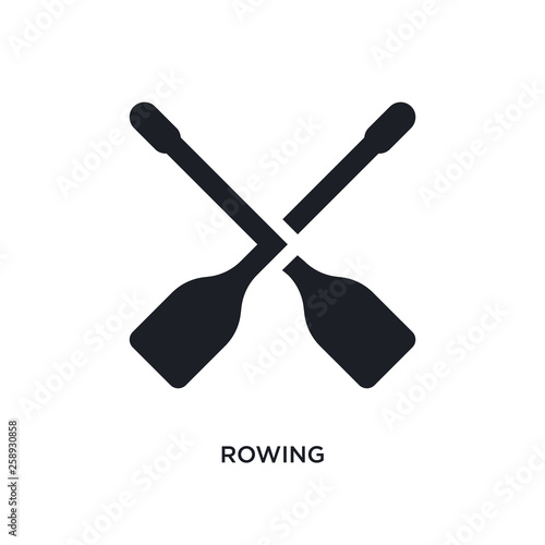 black rowing isolated vector icon. simple element illustration from transport-aytan concept vector icons. rowing editable logo symbol design on white background. can be use for web and mobile