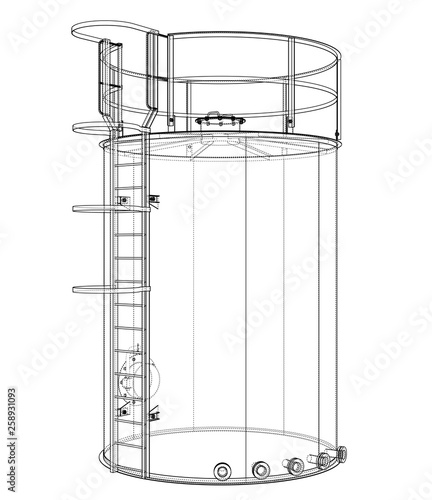 Oil tank outline. Vector rendering of 3d