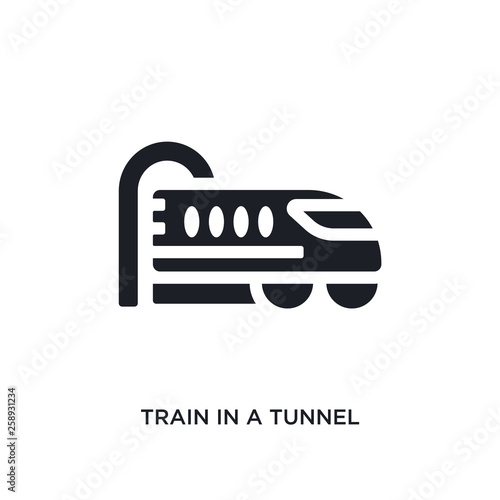 black train in a tunnel isolated vector icon. simple element illustration from transport-aytan concept vector icons. train in a tunnel editable logo symbol design on white background. can be use for