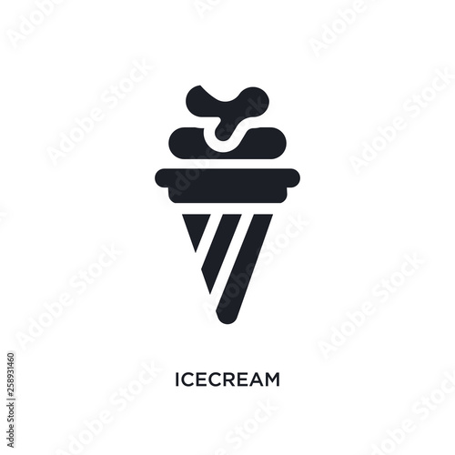 black icecream isolated vector icon. simple element illustration from travel concept vector icons. icecream editable logo symbol design on white background. can be use for web and mobile