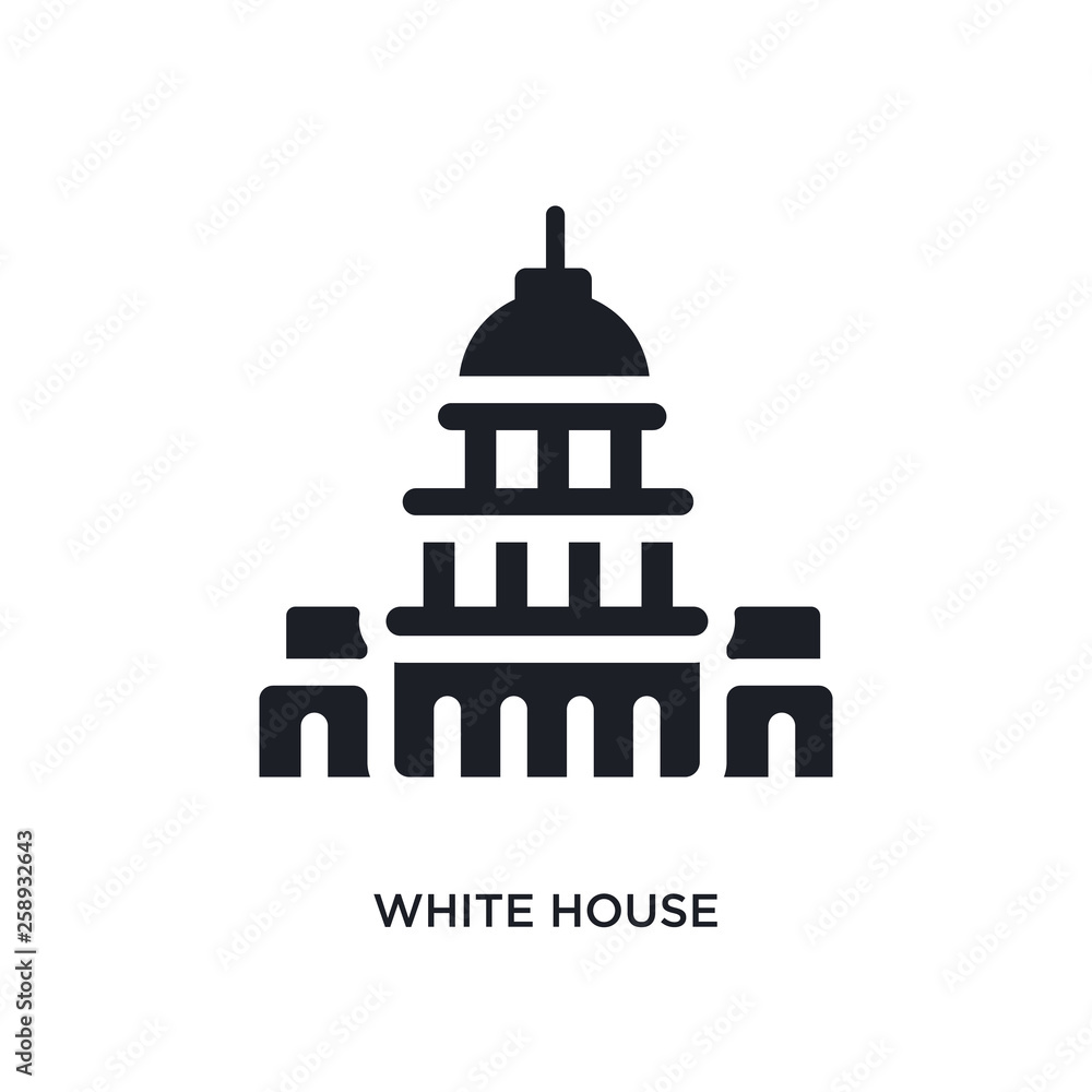 black white house isolated vector icon. simple element illustration from united states concept vector icons. white house editable logo symbol design on white background. can be use for web and black white house isolated vector icon. simple element illustration from united states concept vector icons. white house editable logo symbol design on white background. can be use for web and