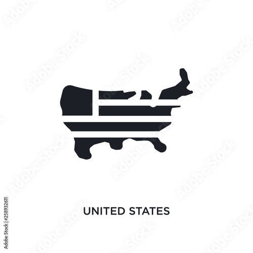 black united states isolated vector icon. simple element illustration from  concept vector icons. united states editable logo symbol design on white background. can be use for web and mobile