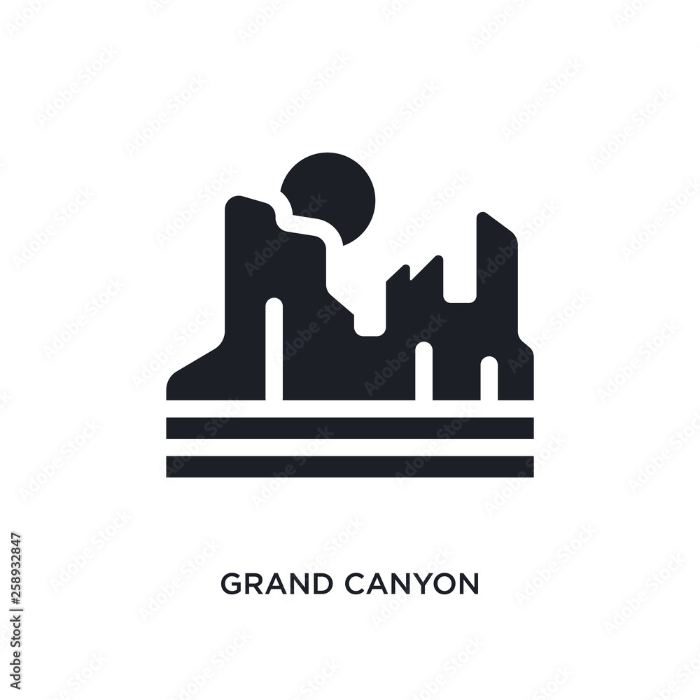 black grand canyon isolated vector icon. simple element illustration from united states concept vector icons. grand canyon editable logo symbol design on white background. can be use for web and black grand canyon isolated vector icon. simple element illustration from united states concept vector icons. grand canyon editable logo symbol design on white background. can be use for web and