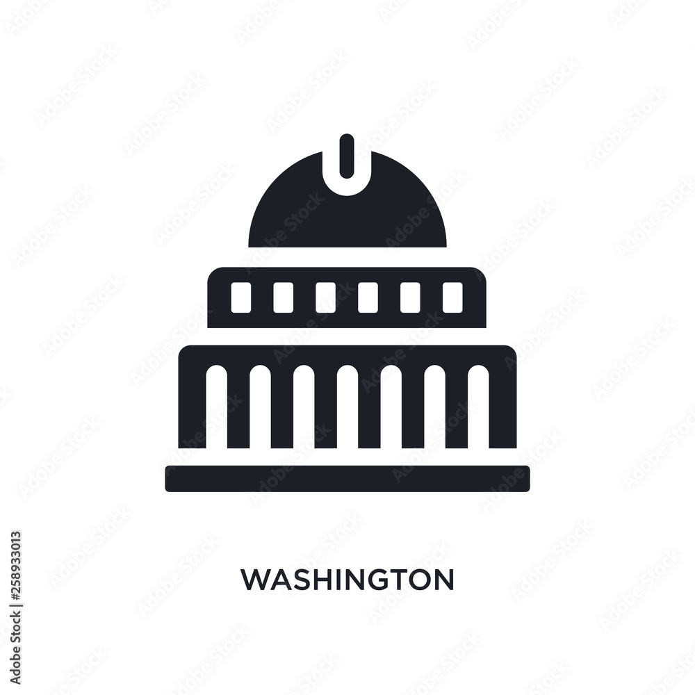 black washington isolated vector icon. simple element illustration from united states concept vector icons. washington editable logo symbol design on white background. can be use for web and mobile