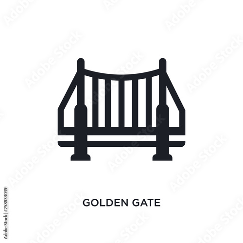 black golden gate isolated vector icon. simple element illustration from united states concept vector icons. golden gate editable logo symbol design on white background. can be use for web and