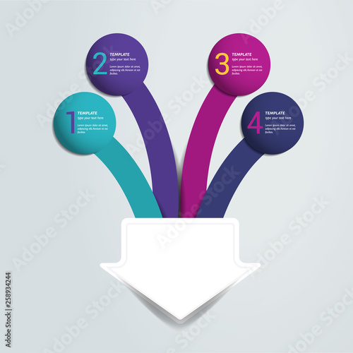 4 arrows merging into one point. Infographics chart, scheme.
