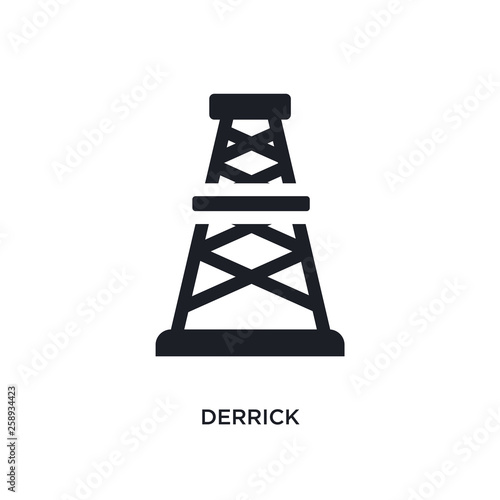 black derrick isolated vector icon. simple element illustration from industry concept vector icons. derrick editable logo symbol design on white background. can be use for web and mobile