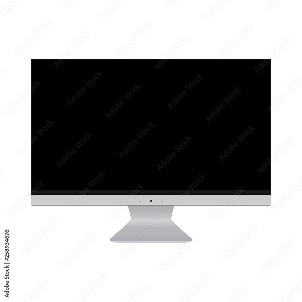 Pc or desktop computer with blank screen. Desktop pc computer, front view. Desctop pc computer front view icon. Pc or desktop computer with blank screen. Desktop pc computer, front view. Desctop pc computer front view icon.