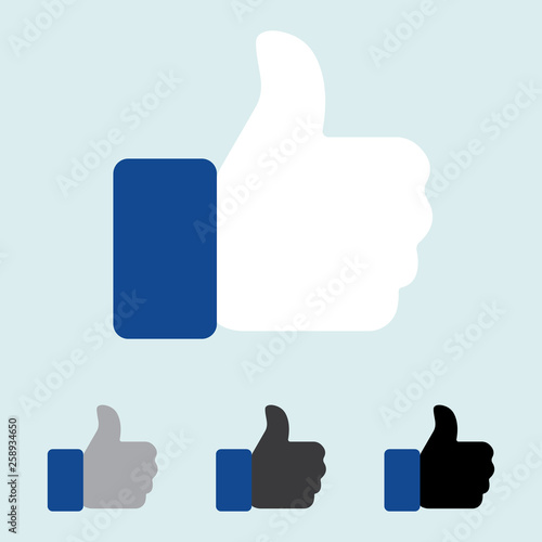 Thumbs up on blue background. Yes or approved thumbs up icon vector eps10. good, yes sign