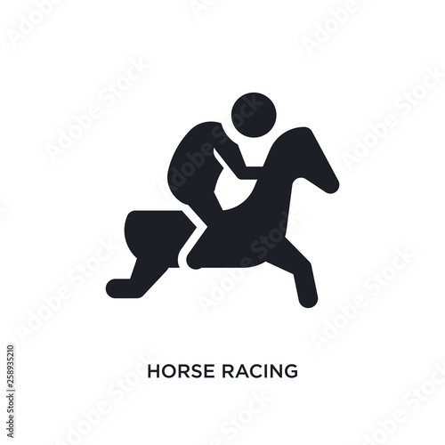black horse racing isolated vector icon. simple element illustration from sport concept vector icons. horse racing editable logo symbol design on white background. can be use for web and mobile