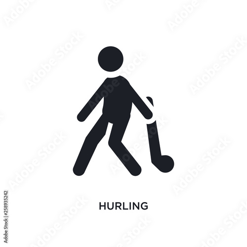 black hurling isolated vector icon. simple element illustration from sport concept vector icons. hurling editable logo symbol design on white background. can be use for web and mobile